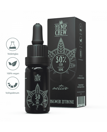 Produkt_Hemp Crew - CBD Öl 30% - 10ml (Ingwer-Zitrone), Geschmacksrichtung: Active-Zitrone-Ingwer, CBD Anteil: 30, Vollspektrum: Ja__Cannadusa_Marktplatz_Kaufen